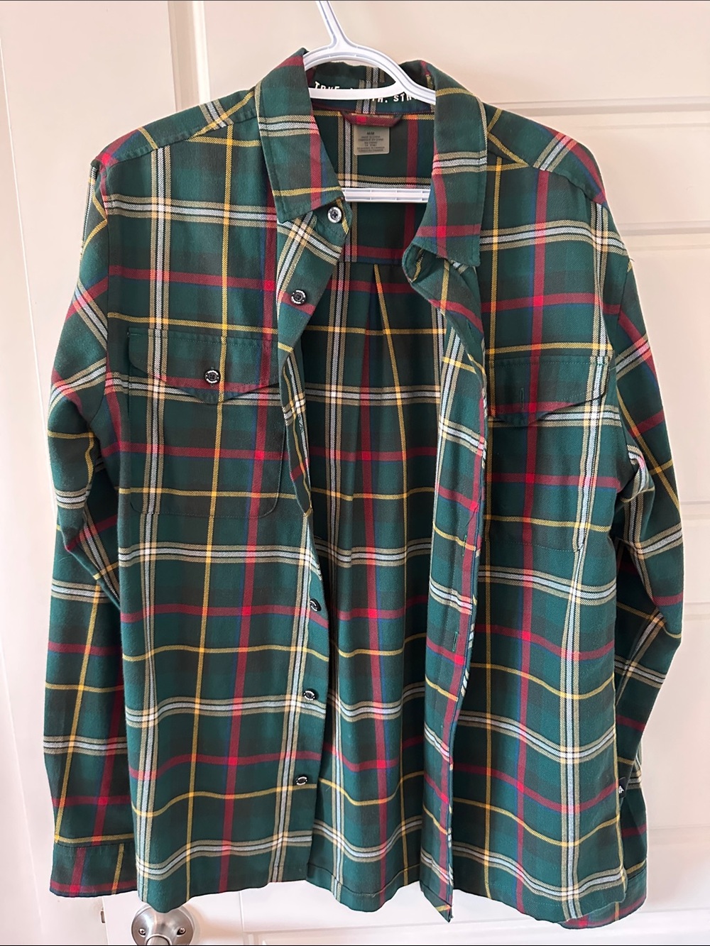 Men's Green Plaid Button-Down Shirt with Red & Yellow Windowpane - Casual